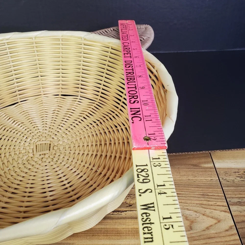 Faux Wicker Woven Cat Ears Round‎ Pet Bed Basket 14x15x4.5